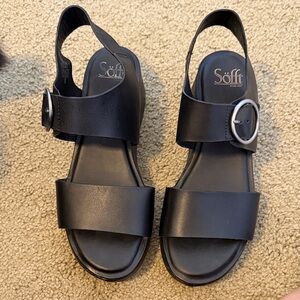 Sofft Black Leather Slingback Sandals with Buckle size 9
